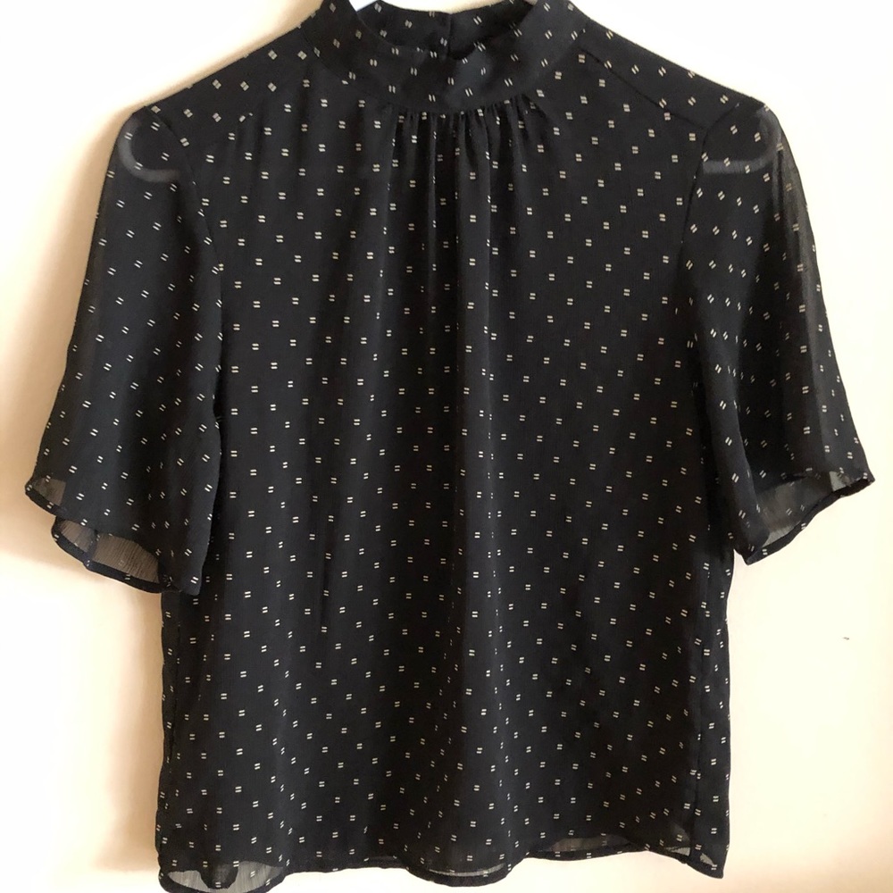 Black sheer double layer blouse- size small